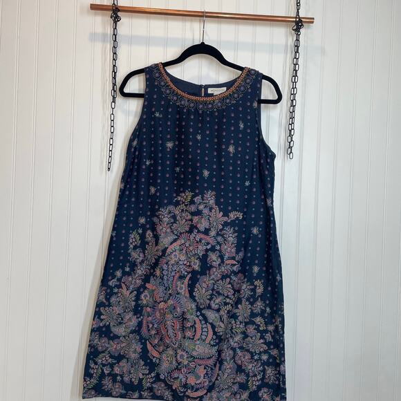 Monsoon Women’s Blue Embroidered Sleeveless Sheath Dress Size 10 - Picture 1 of 7